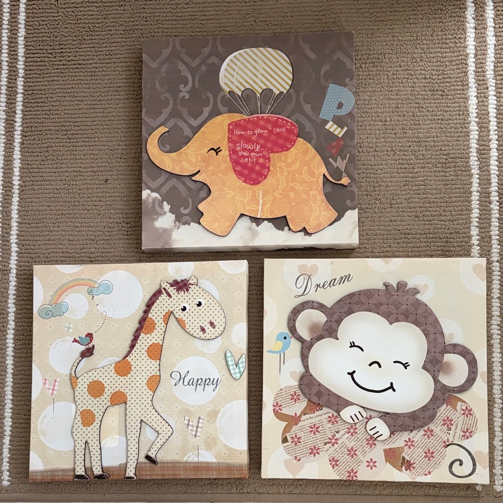 Colorful Animal Canvas Wall Art for Kids